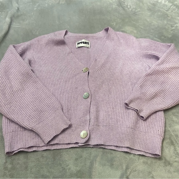 Apparis Purple Rib Knit Cardigan Sweater 3022 - Picture 3 of 11